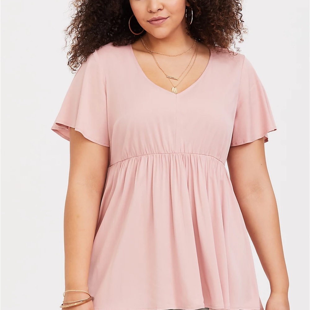 Torrid Pink Challis Babydoll Blouse